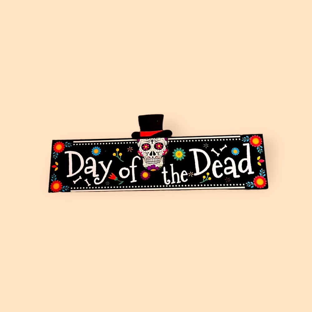 Greenbrier International Halloween Decoration Hanging Sign 23"x9" NWT Skull